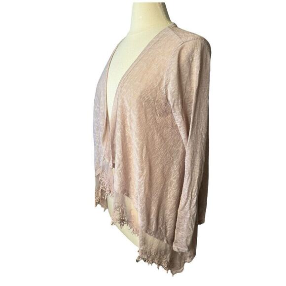 Lungo L'arno Dusty Rose Lace Cardigan Lightweight Medium Pink Boho Open Front - Picture 2 of 6